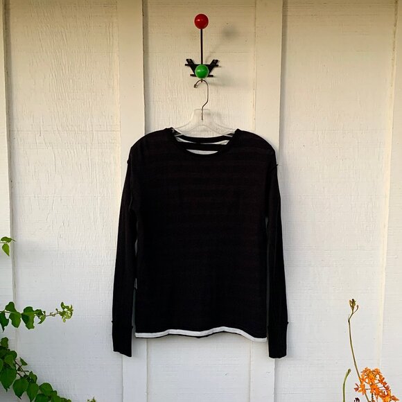 R13 Black & Ecru Stripe Double Thermal Tee - Picture 5 of 11